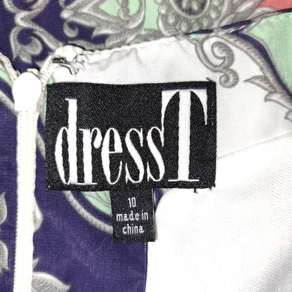 Dress T Paisley Print Sleeveless Shift Dress Size 10 - Picture 7 of 8